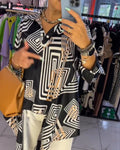 Damen Tunika mit modernem geometrischem Muster und elegantem Schnitt R&B