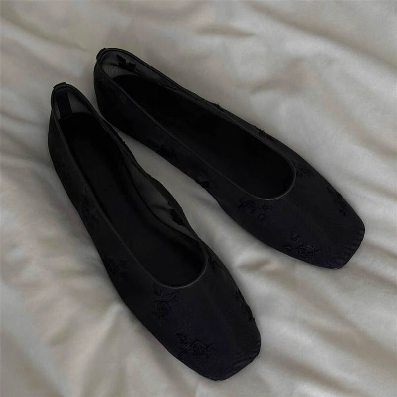 Damen Ballerinas mit floralem Design aus feinem Netzmaterial