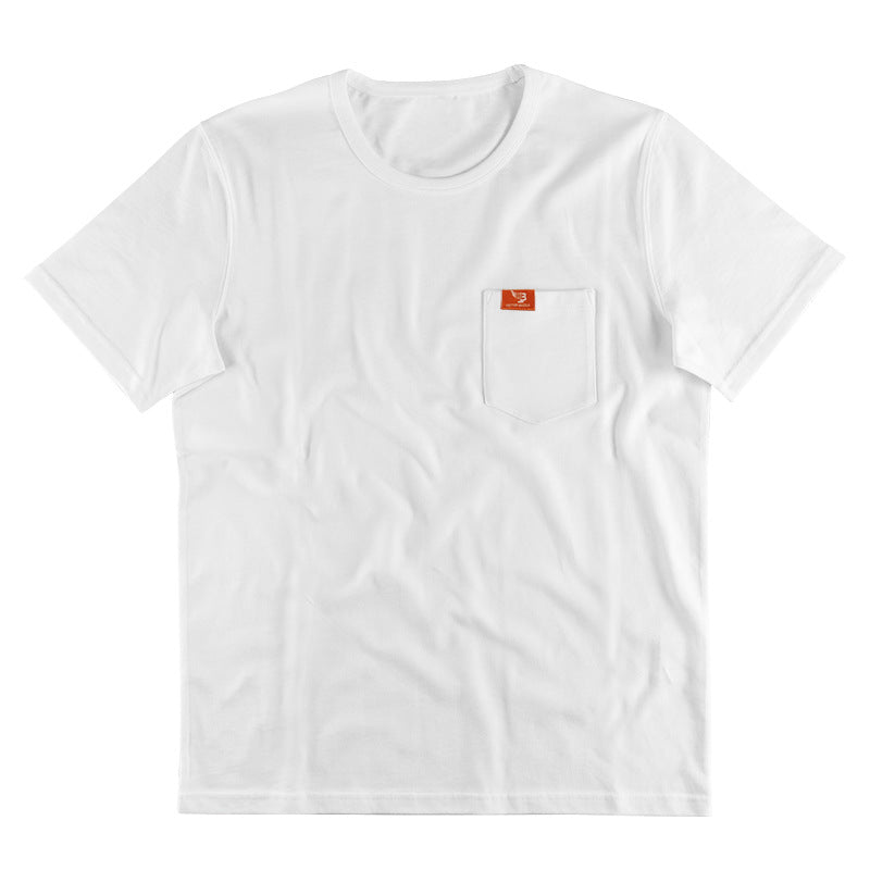 Herren nan klassisches Rundhals-T-Shirt mit Brusttasche und verstärktem Saum R&B