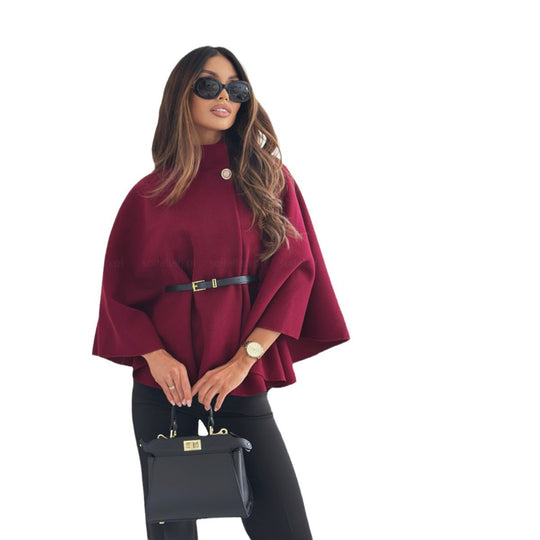 Damen Cape-Jacke mit stylischem Gürtel und eleganter Struktur R&B
