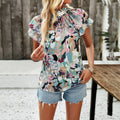 Damen Luftiges Blusenshirt mit floralem Rüschendetail R&B