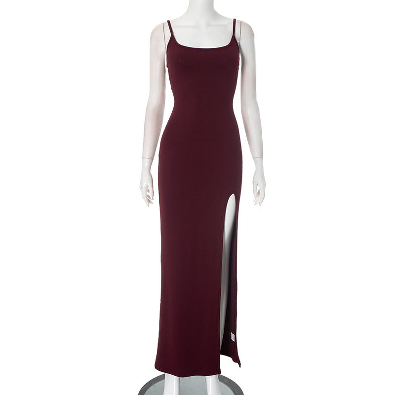 Damen Figurbetontes Maxikleid mit hohem Schlitz R&B