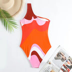 Damen Einteiler Badeanzug mit modischem Muster und passendem Sarong R&B