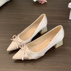 Damen elegante Ballerina-Pumps mit modischem Schleifendesign und stabiler Absatzhöhe R&B