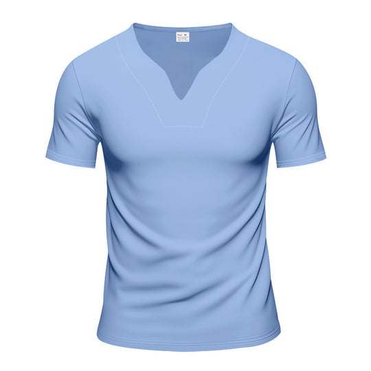 Herren nan schlank geschnittenes Kurzarmshirt mit eingelassener V-Einkerbung und dekorativer Ziernaht R&B