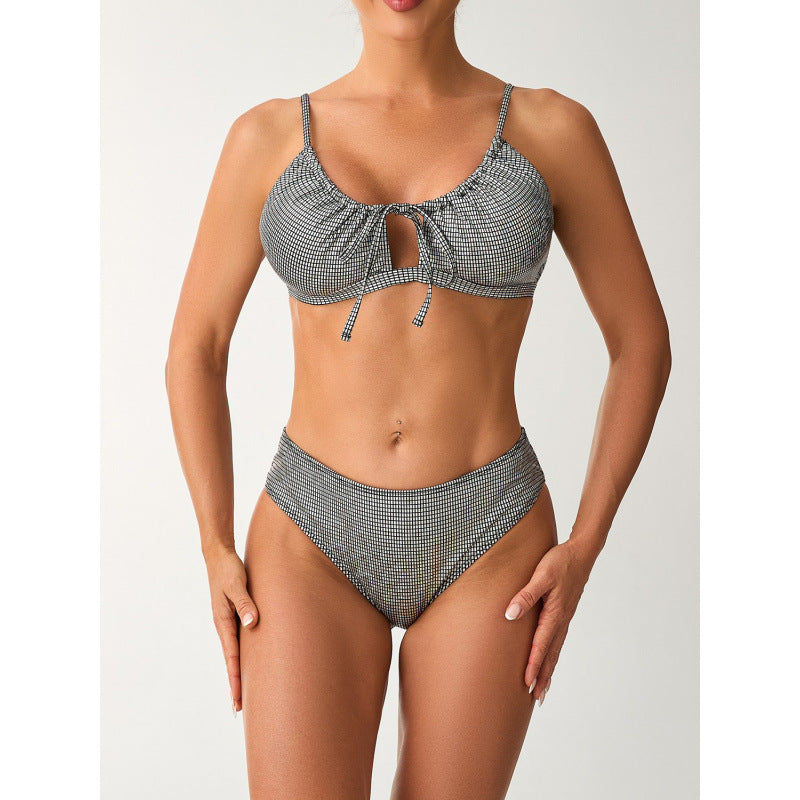 Damen Bikini mit modischem Knoten und hoch geschnittenem Slip R&B