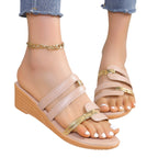 Damen Wedge-Pantoletten mit eleganten Riemen und komfortablem Fußbett R&B