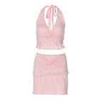 Damen Verspieltes Crop-Top und Minirock Set R&B