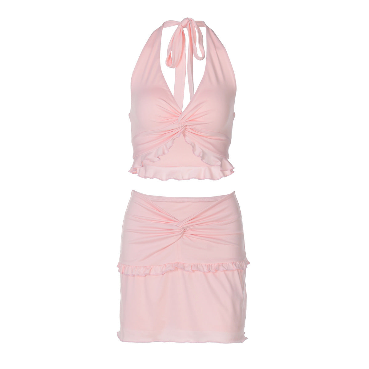 Damen Verspieltes Crop-Top und Minirock Set R&B
