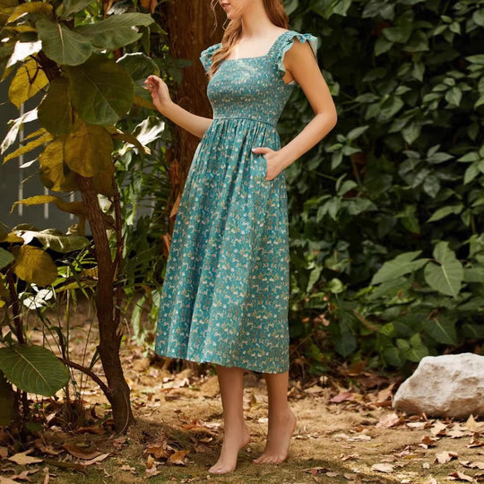 Damen Maxikleid mit tailliertem Schnitt und romantischen Rüschendetails R&B