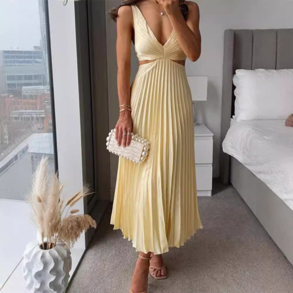 Damen Elegantes Maxikleid mit V-Ausschnitt und raffinierten Drapierungen R&B