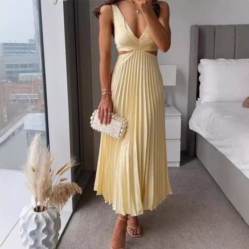 Damen Elegantes Maxikleid mit V-Ausschnitt und raffinierten Drapierungen R&B