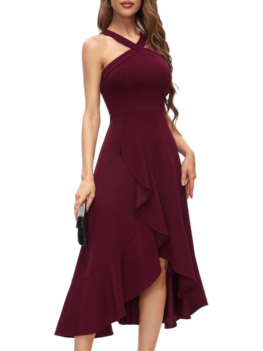 Damen Asymmetrisches Langen Abendkleid mit Drapierung R&B