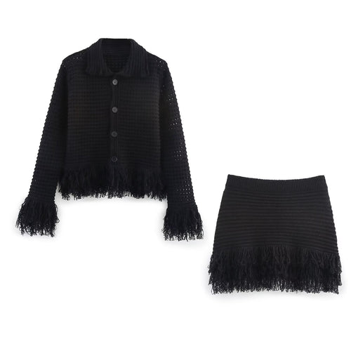 Damen Grobstrickjacke mit Fransen R&B