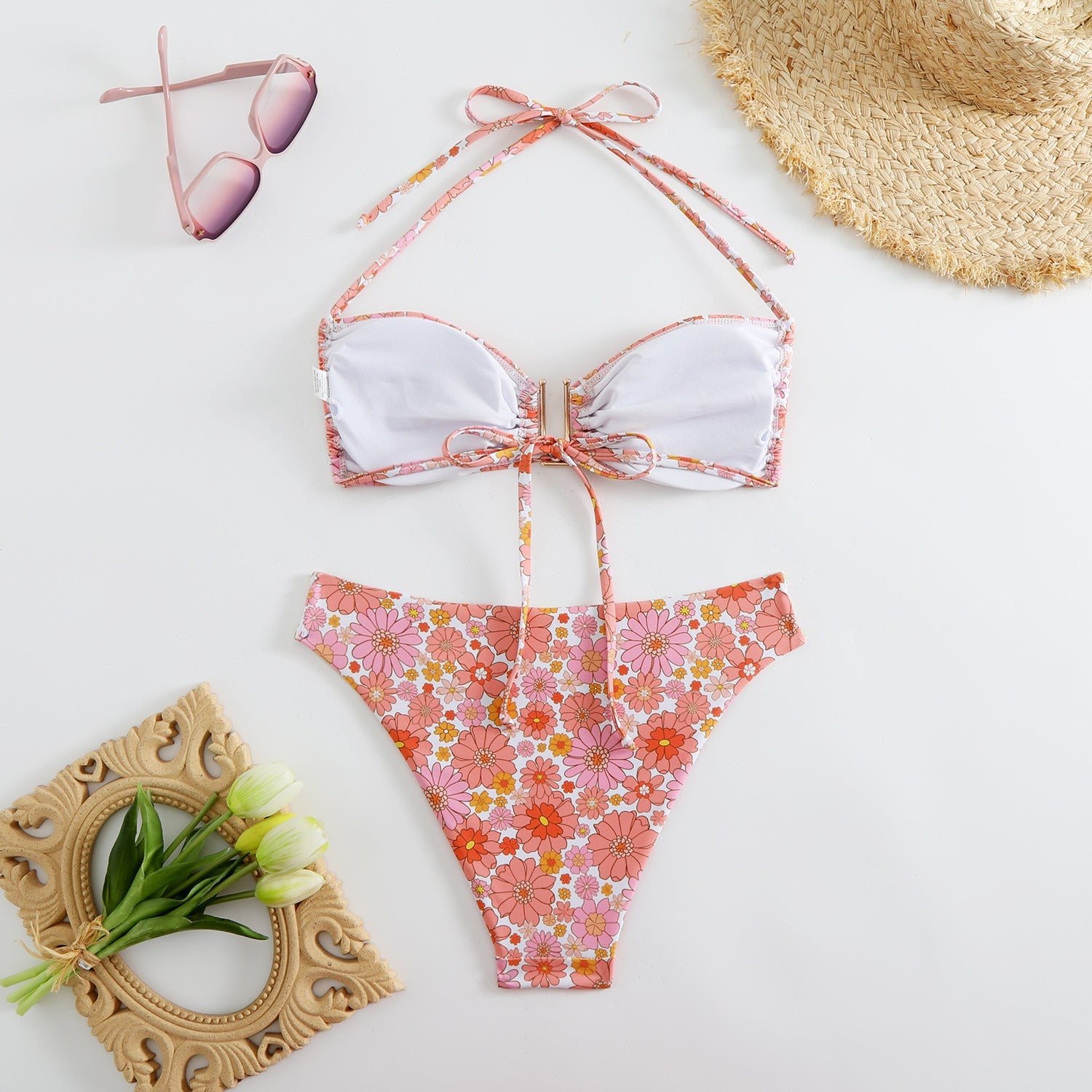 Damen Bikini-Set mit modischen Rüschen und verstellbaren Trägern R&B
