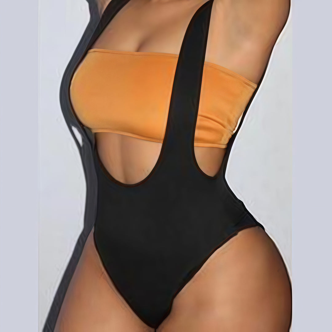 Damen Badeanzug mit modernem Cut-Out-Design und verstellbaren Trägern R&B
