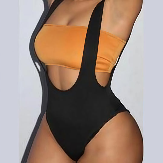 Damen Badeanzug mit modernem Cut-Out-Design und verstellbaren Trägern R&B