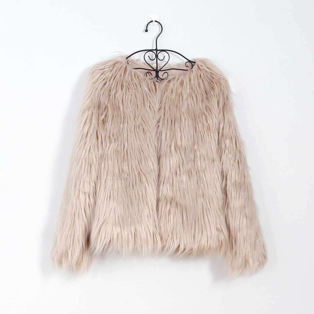 Damen Flauschige Kunstfell-Jacke mit lässigem Schnitt und weichem Innenfutter R&B