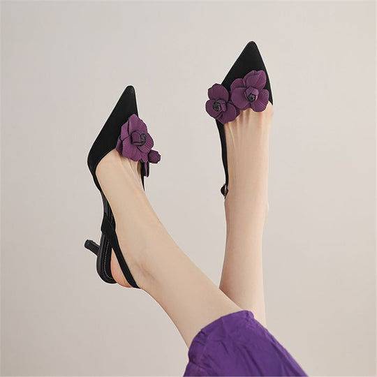 Damen Slingback Ballerinas mit floralem Dekor R&B