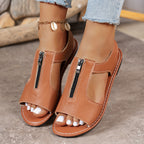 Damen Sandalen mit Reißverschluss und komfortablem Fußbett R&B