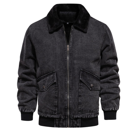 Herren Denimjacke mit warmem Fleecefutter und praktischen Taschen R&B