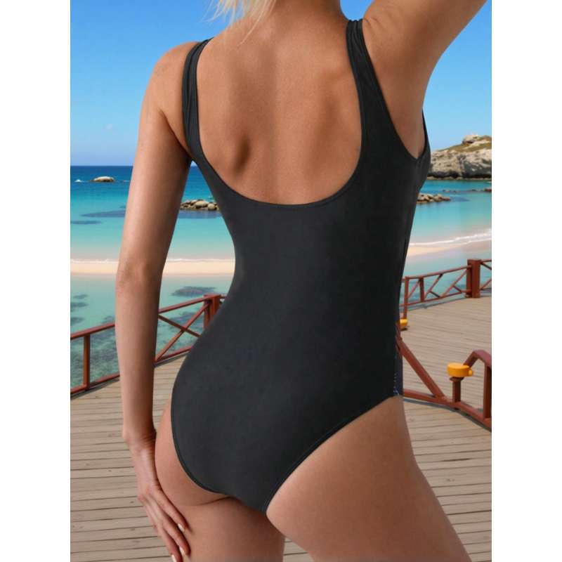 Damen Eleganter Badeanzug mit floralem Seitenbesatz