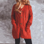 Damen Grobstrickjacke mit eleganten Knopfdetails und lässigem Schnitt R&B