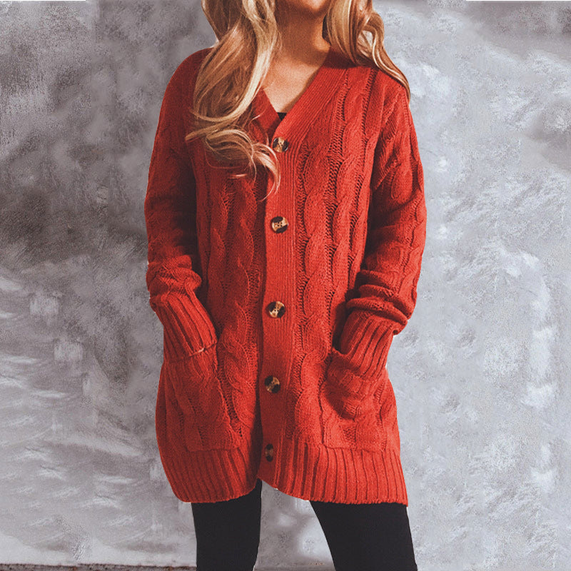 Damen Grobstrickjacke mit eleganten Knopfdetails und lässigem Schnitt R&B