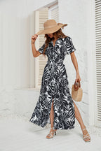 Damen Maxikleid mit raffiniertem Schnitt und tropischem Design R&B
