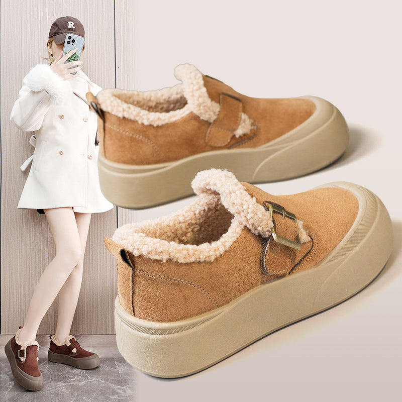 Damen bequemes Slipper mit wärmendem Innenfutter und modischem Schnallen-Design R&B