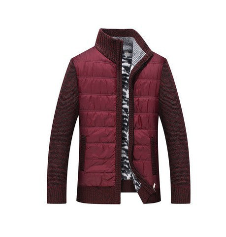 Herren modische Steppjacke mit Strickdetails und hohem Kragen