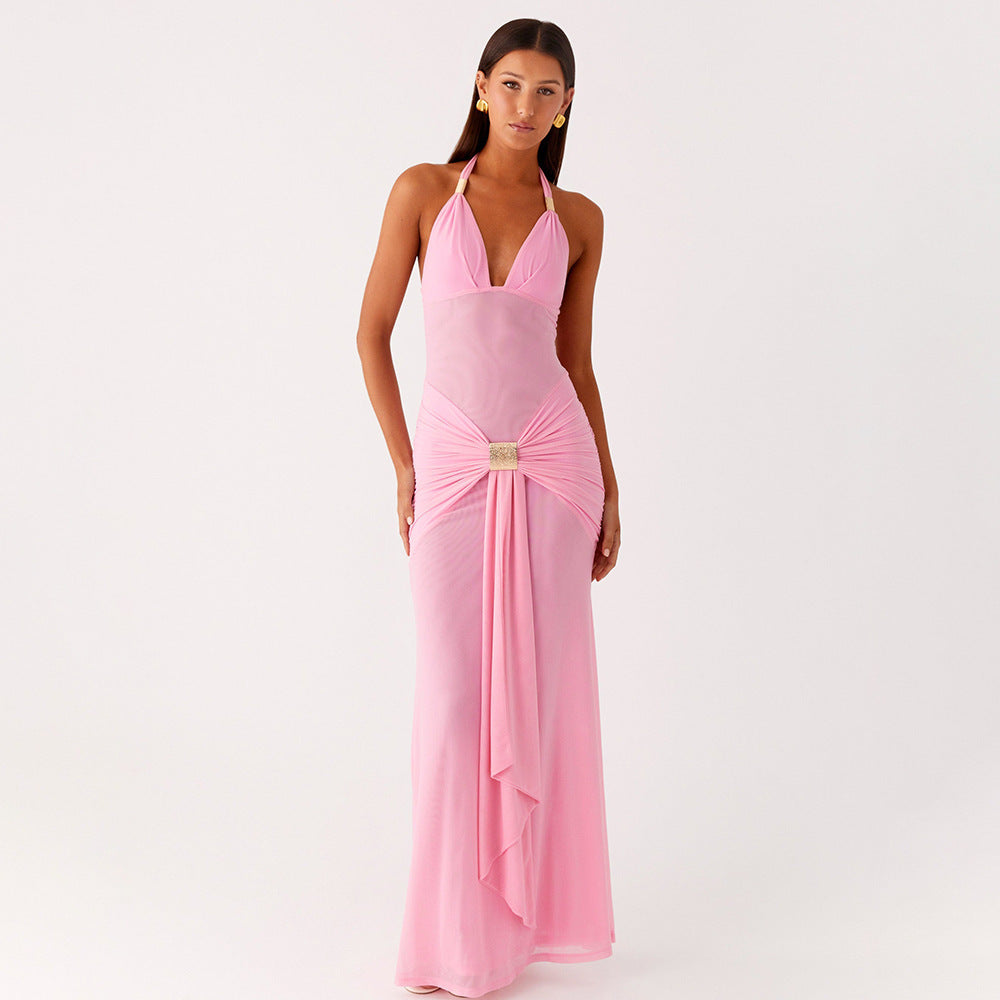 Damen Elegantes Wickelkleid mit funkelndem Akzent R&B
