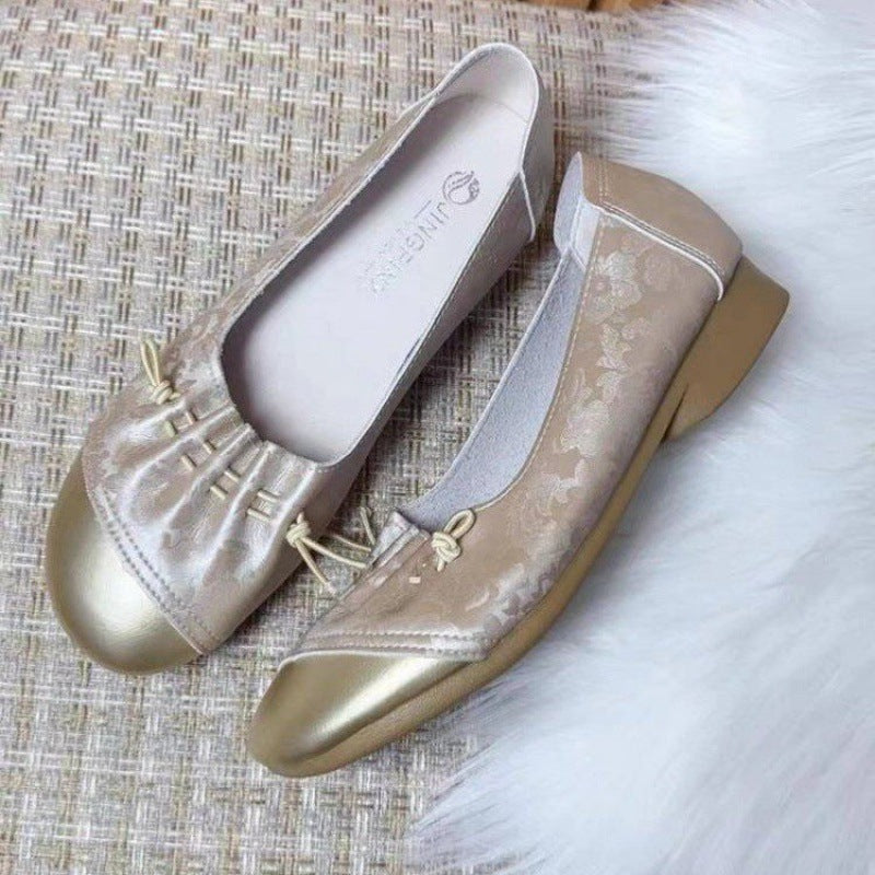Damen Ballerinas mit modischem Falten-Design und glänzender Zehenkappe R&B