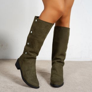 Damen Elegante Stiefel aus weichem mit modischen Knopfdetails R&B