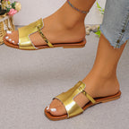 Damen Elegante Slipper mit modischem Goldakzent und ergonomischem Fußbett R&B