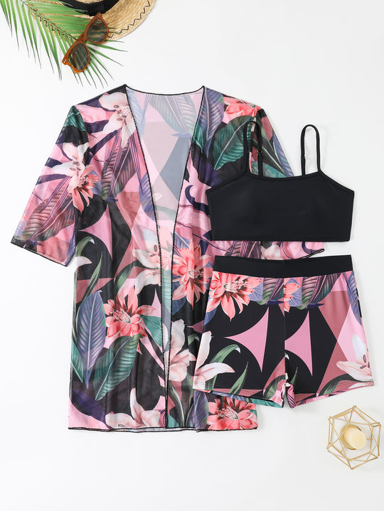 Damen Strandoutfit mit floralem Muster R&B