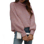 Damen Oversized Strickpullover mit hohem Kragen und Rippstruktur R&B