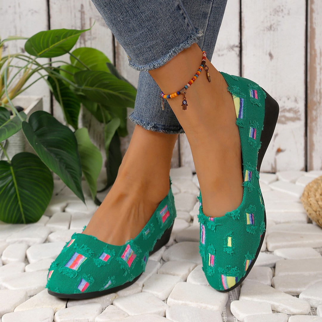 Damen Wedge-Schuhe mit elegantem Samt-Obermaterial und anatomisch geformtem Fußbett R&B