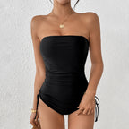 Damen Bandeau Badeanzug mit seitlichen Raffungselementen R&B