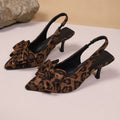 Damen Slingback Pumps mit elegantem Leopardenmuster und modischer Schleifen-Applikation