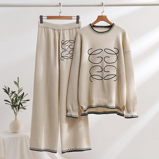 Damen gemütliches Sweatset mit grafischem Design und eleganten Kontrastdetails R&B