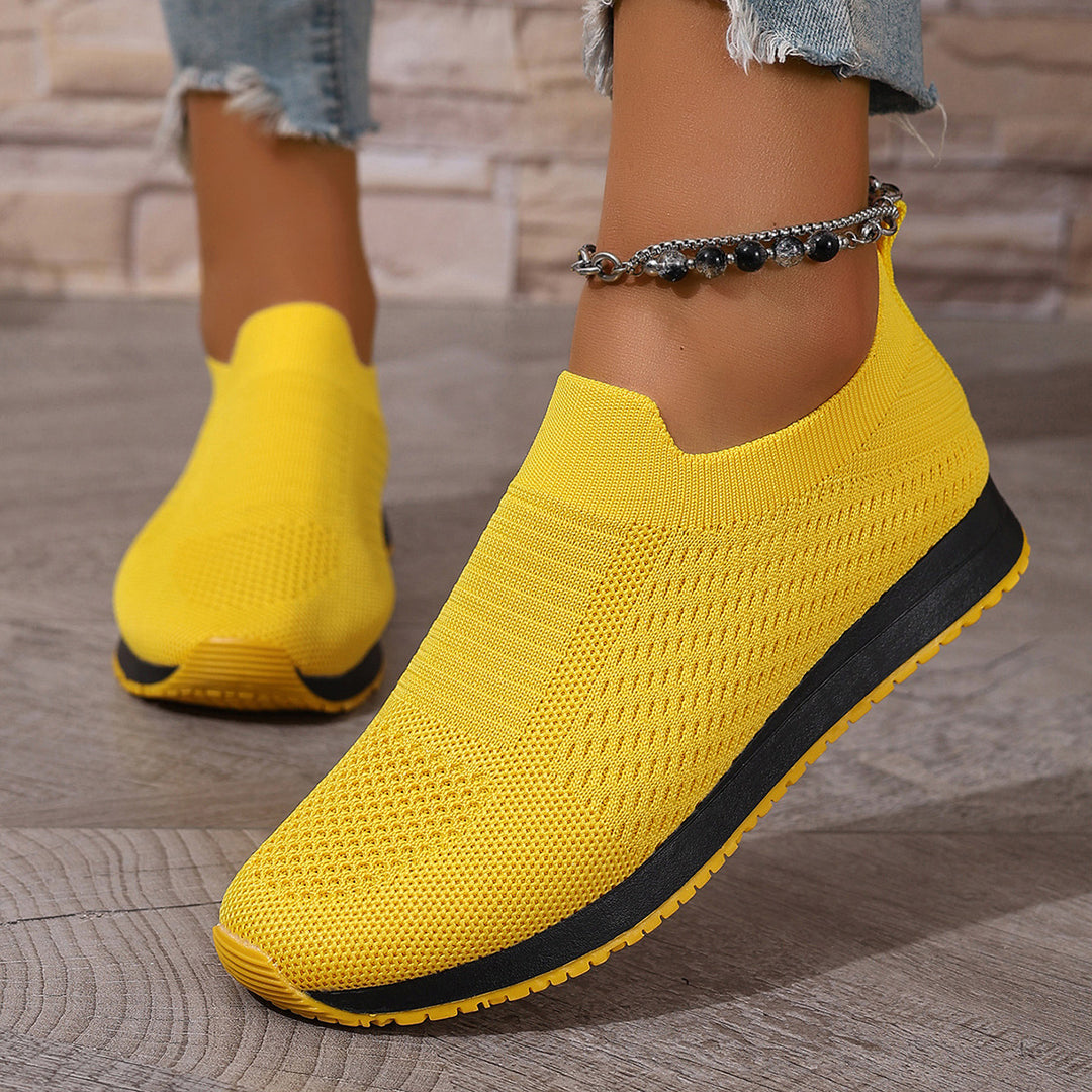 Damen atmungsaktive Slip-On Sneakers mit elastischem Einsatz R&B