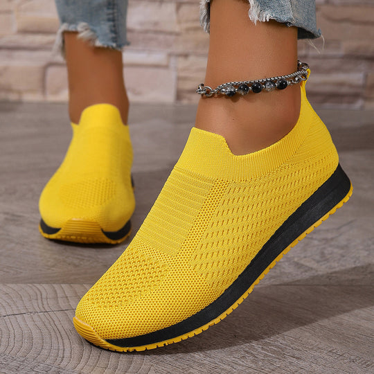 Damen atmungsaktive Slip-On Sneakers mit elastischem Einsatz R&B
