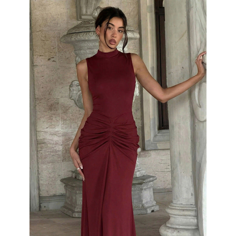 Damen Elegantes Maxikleid mit figurschmeichelndem Schnitt und hochgeschlossenem Design R&B