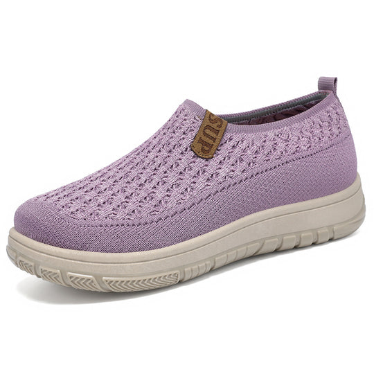 Damen atmungsaktive Slip-On Sneakers mit flexiblem Strickdesign R&B