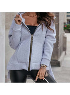 Damen Sportliche Zip-Hoodiejacke mit geräumigen Taschen R&B