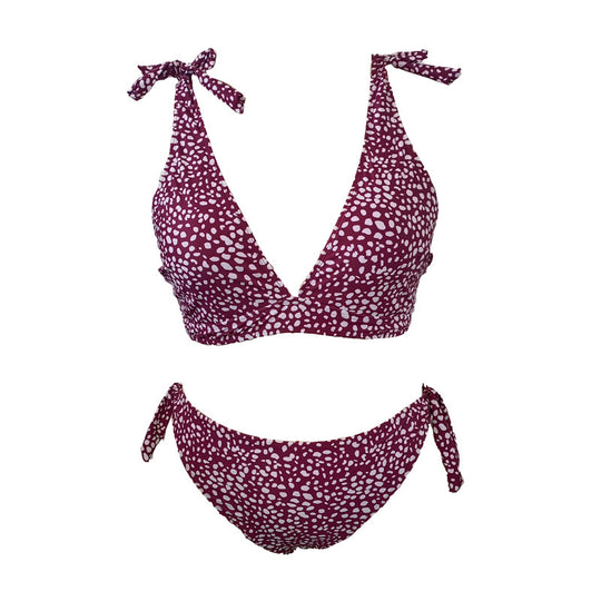 Damen Triangel-Bikini mit verspielten Schleifen und modischem Muster R&B