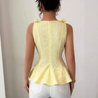 Damen Peplum-Top mit floralen Details