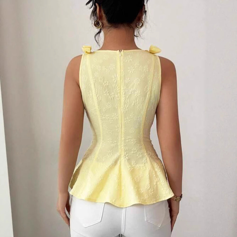 Damen Peplum-Top mit floralen Details