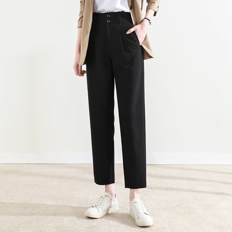 Damen Bundfalten Stoffhose mit schmalem Bein